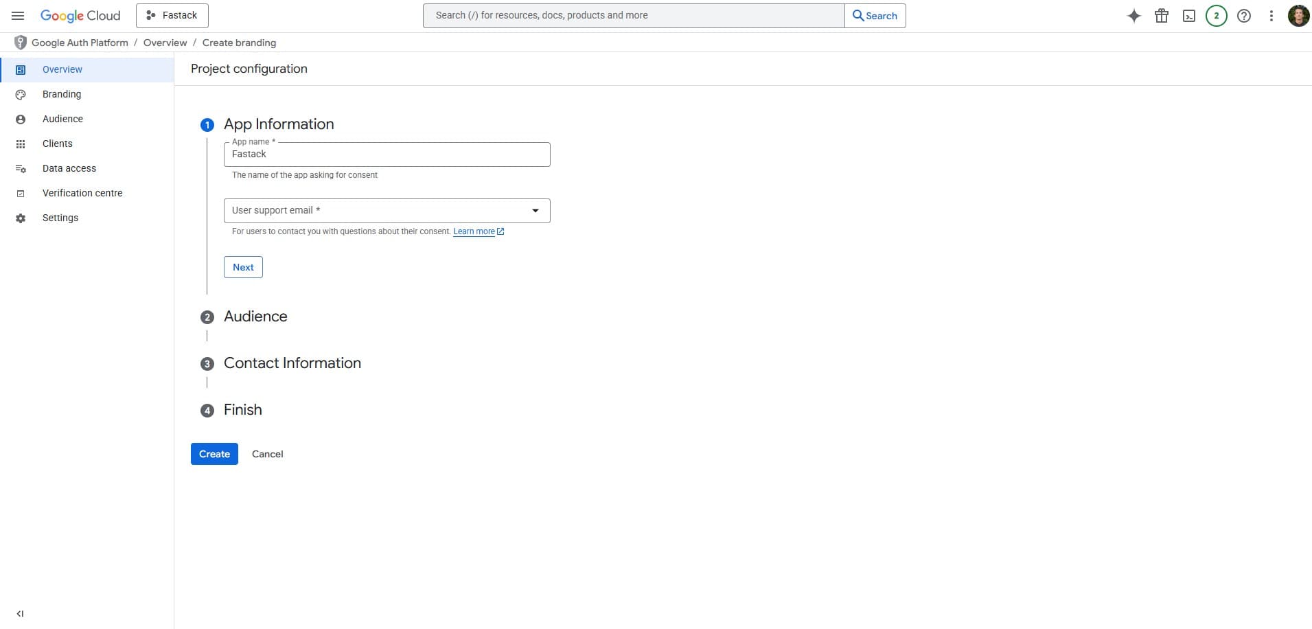 Configure consent screen